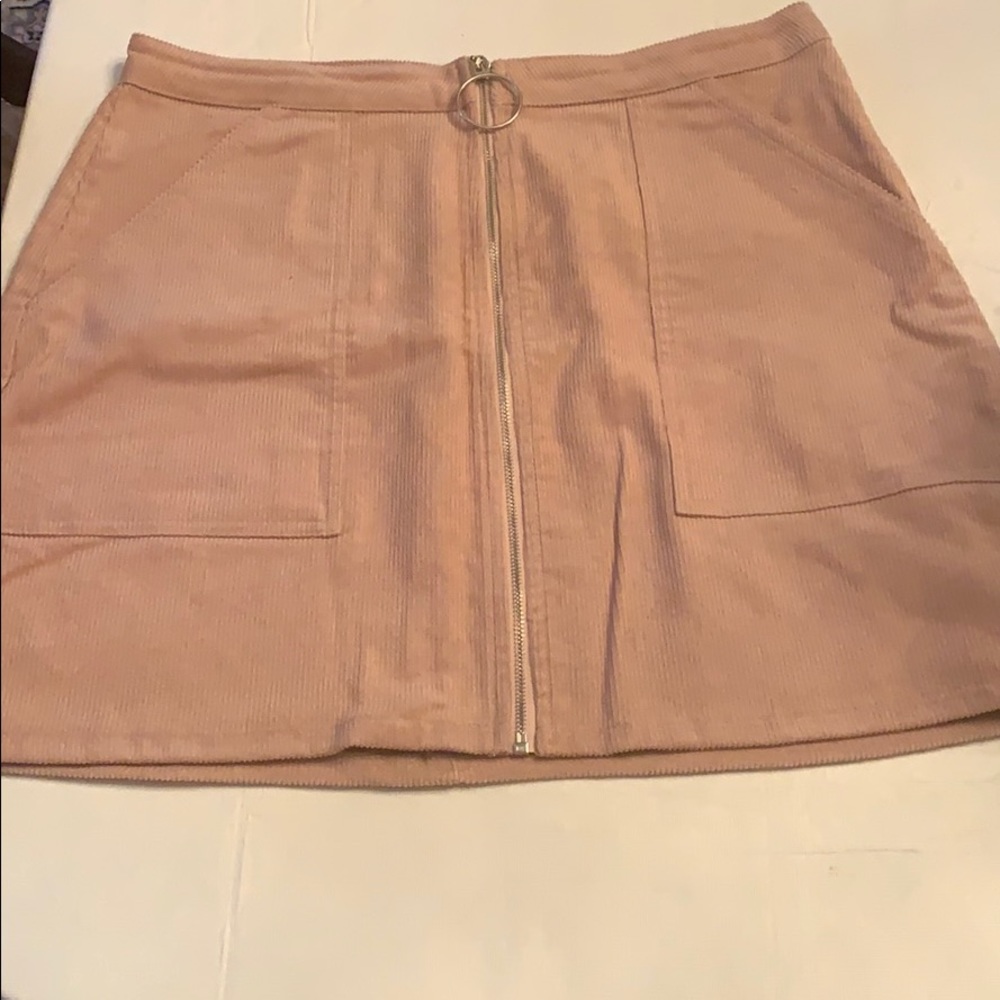 Chloe & Katie Zipper Skirt - Cream/Dusty Rose